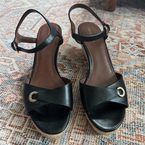 Cole Haan Shoes - Cole Haan Black Espadrille Wedge Sandals